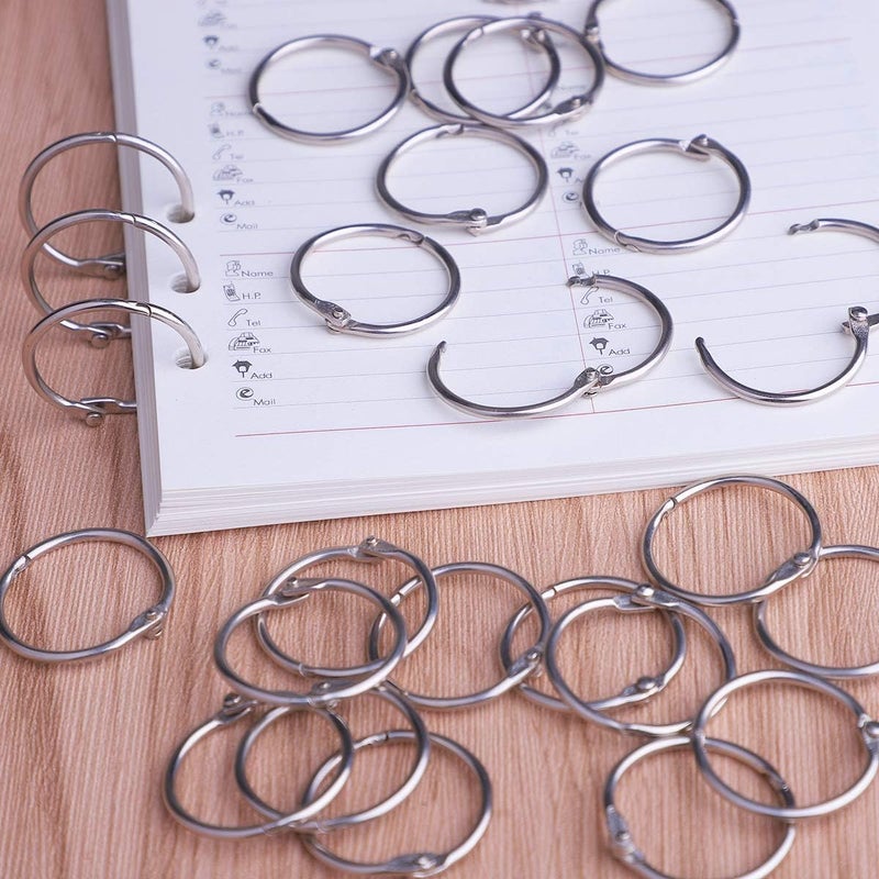 Hautoco 100 Pcs Loose Leaf Binder Rings, 1.2 Inch Nickel Plated Metal Binder Rings, Office Book Rings Keychain Key Rings for School Home Index Cards - Image 2