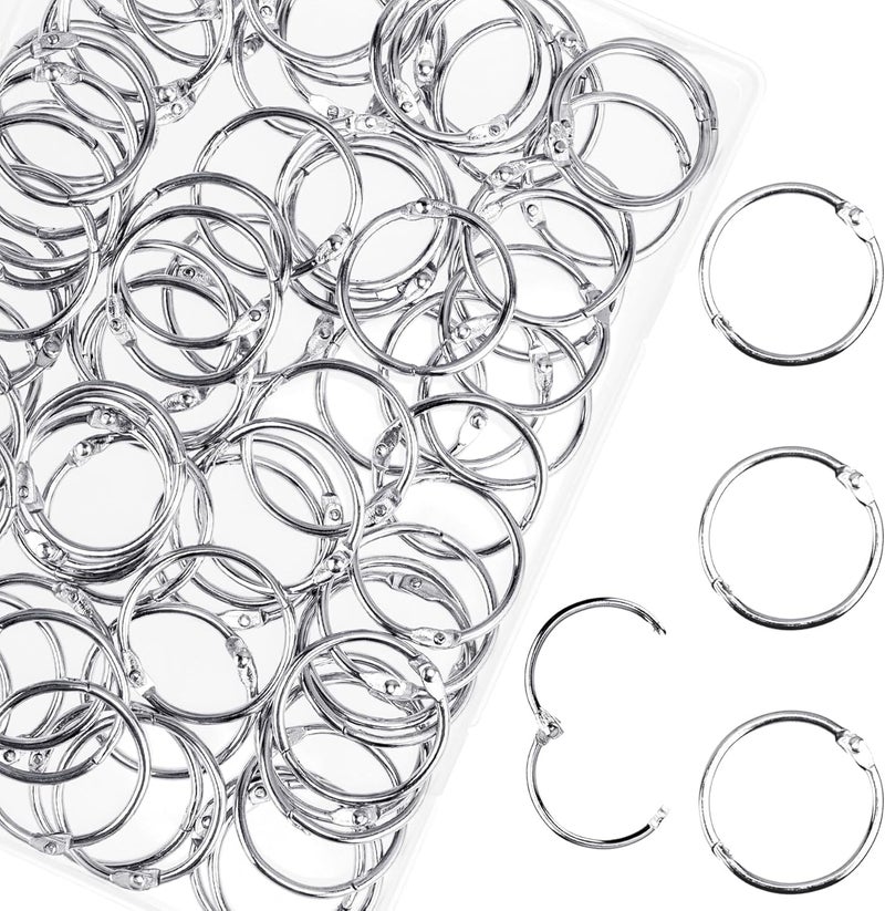 Hautoco 100 Pcs Loose Leaf Binder Rings, 1.2 Inch Nickel Plated Metal Binder Rings, Office Book Rings Keychain Key Rings for School Home Index Cards - Image 1