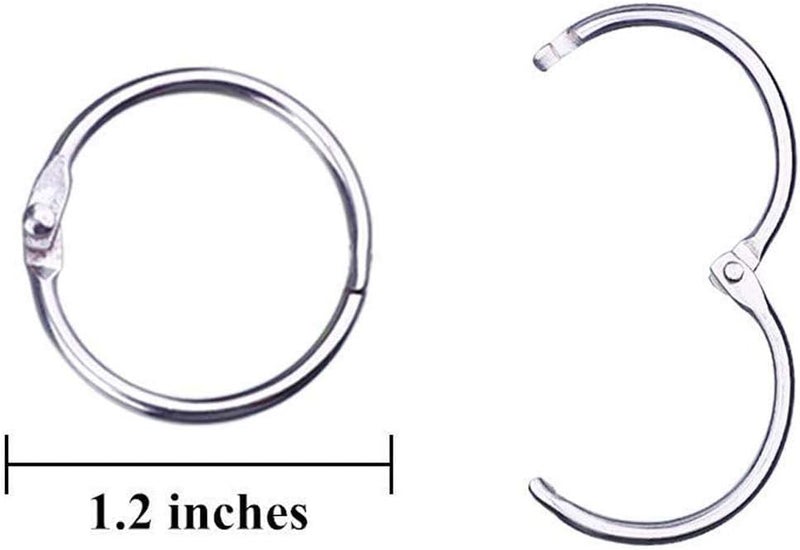 Hautoco 100 Pcs Loose Leaf Binder Rings, 1.2 Inch Nickel Plated Metal Binder Rings, Office Book Rings Keychain Key Rings for School Home Index Cards - Image 3