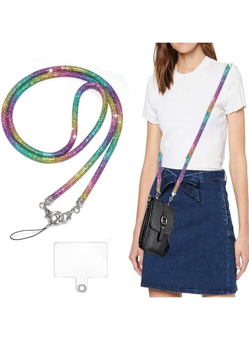 Phone Crossbody Lanyard, Crystal Phone Lanyard with Full Rhinestone Bling Glitter, Bling Phone Strap for Most Phone, iPad, Handbag,Wallet, Phone Neck Holder for Women (Multi Color)  - Image 1