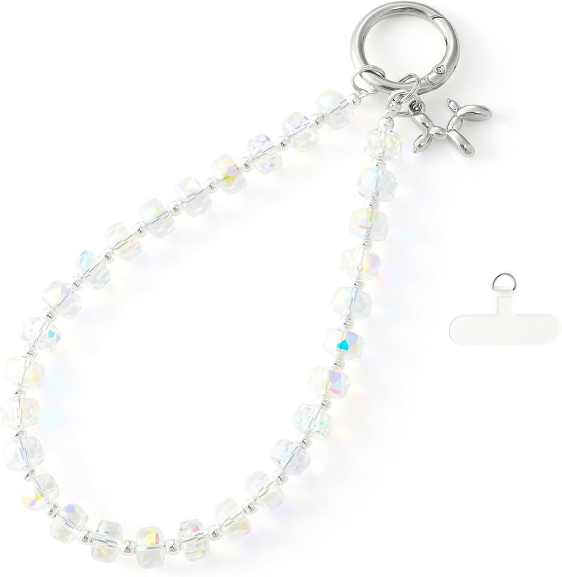 KHOLAD Crystal Phone Wrist Strap Phone Charm Chain Keychain Beaded Cellphone Lanyard with Tether Tab Hands-Free Wristlet Bracelet Wrist Grip Strap for Women - Image 1