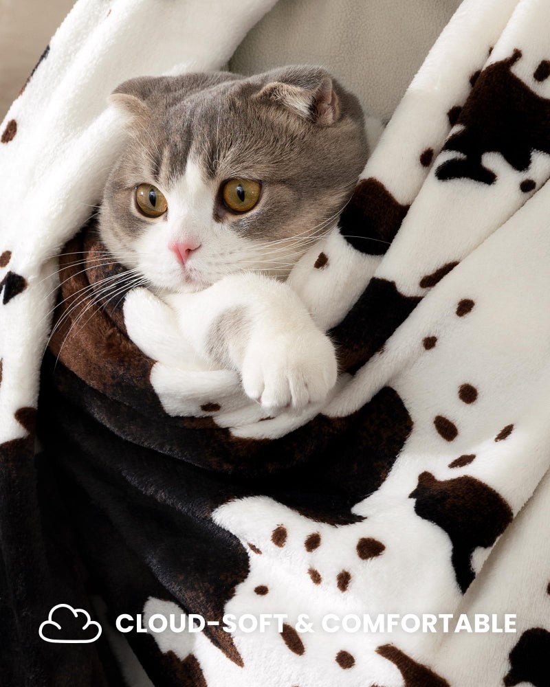 blunique Cow Print Blanket Ultra Soft Flannel Throw Blanket for Couch Bed, Cute Cozy Lightweight All-Season Fleece Blanket, Gift for Women & Girls, 50Ã—60 Inches Black & White - Image 3