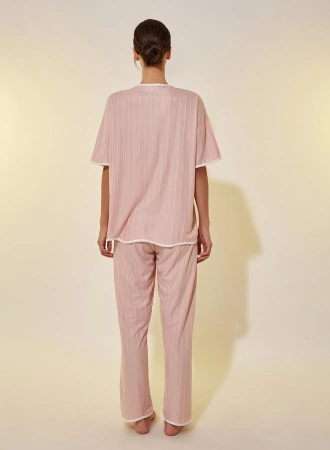 تايك تو Patch Detail Shirt, Shorts and Pyjama Set