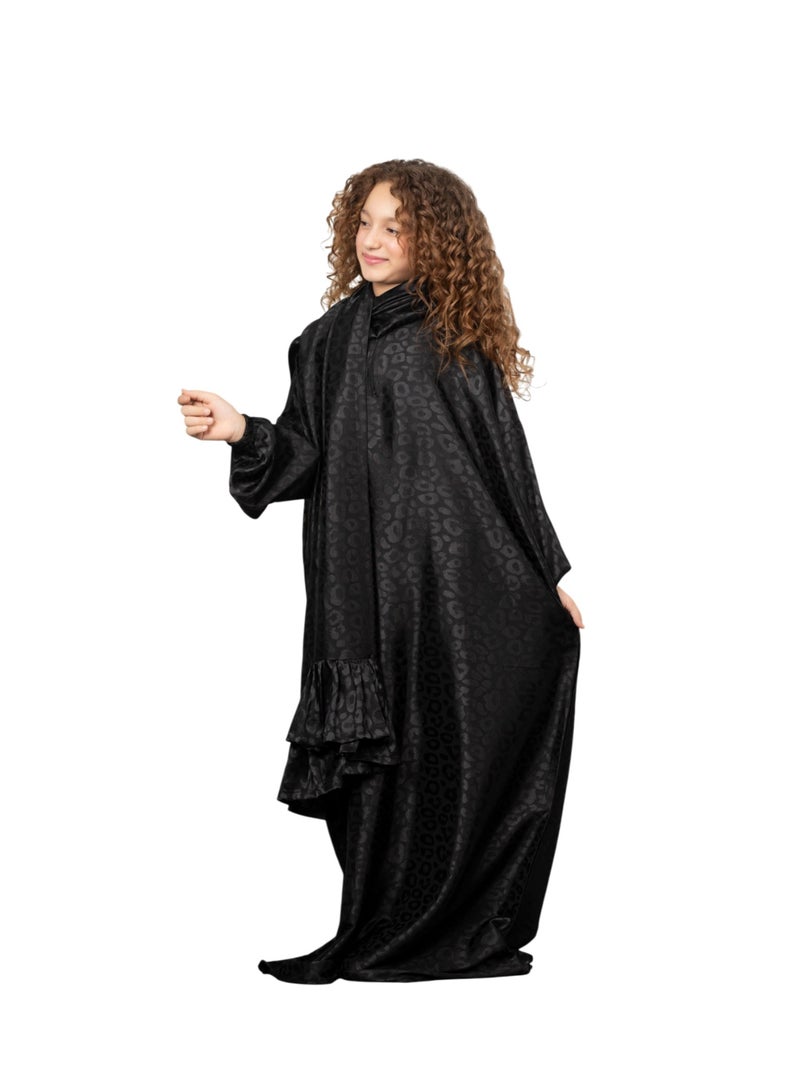 Bahga Fashion Girls’ Kids Prayer Dress – Soft Imported Satin – Elegant & Comfortable Loose Fit – Suitable for Ages 4–7 - Black - Image 1