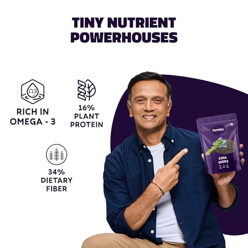 Farmley Chia Seeds 200g I Seeds for Eating | Seeds for Weight Management | Rich in Calcium, Protein & Fibre (Pack of 1) - Image 3