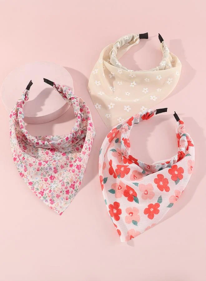Take Two Take Two Set of 3 -  Floral Printed Triangle Headscarf