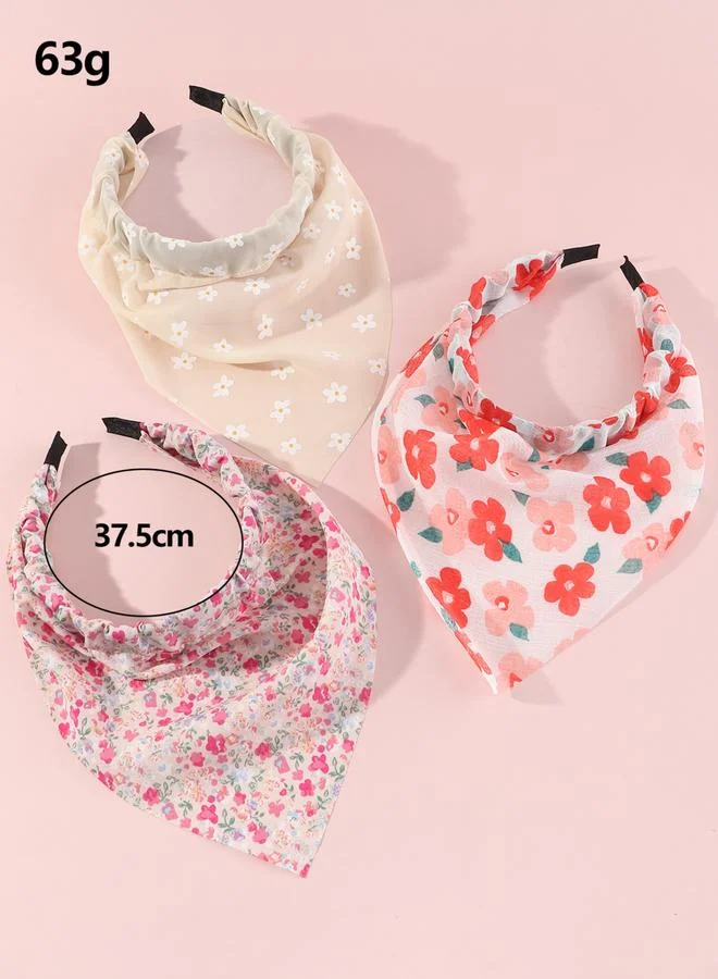 Take Two Take Two Set of 3 -  Floral Printed Triangle Headscarf