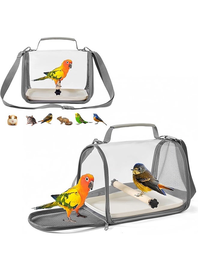 JCB CHIC حقيبة حمل الطيور، قفص طيور الببغاء المدمج مع حزام كتف، قفص سفر للحيوانات الأليفة مع صينية مطورة ومقاعد للوقوف، نافذة جانبية قابلة للطي - Image 1