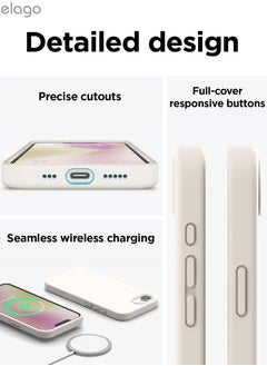 Elago Liquid Silicone for iPhone 16E case cover (2025) Full Body Protection, Shockproof, Slim, Anti-Scratch Soft Microfiber Lining - Stone  - Image 4