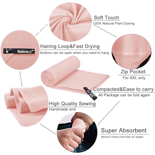 Rainleaf Microfiber Towel Perfect Travel & Gym & Camping Towel. Quick Dry - Super Absorbent - Ultra Compact - Lightweight. Suitable for Trip, Beach, Shower, Backpacking, Pool - Image 3