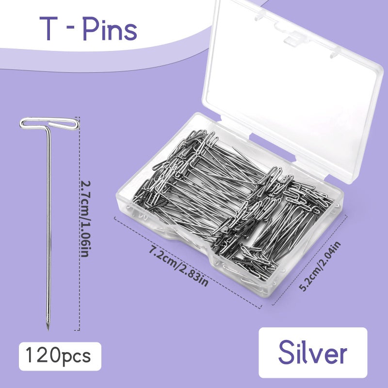 Yizzvb T Pins, 1 Inch 120 Pcs Sewing Pins for Wigs, Blocking Knitting, Modelling, Wig Making and Crafts, Stainless Steel Head Pins for Sewing and Craft, Jewelry Making - Image 2
