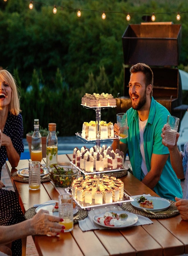 LoveDisplay Cupcake Stand with Lights, 4 Tier Cupcake Holder, Light Up Cupcake Stand for 24 Cupcakes, Dessert Table Display Set for Weddings, Christmas, Birthday Parties (Yellow Light) - Image 2