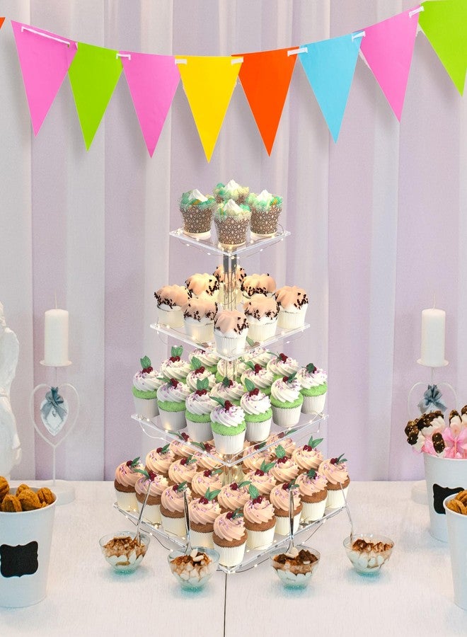 LoveDisplay Cupcake Stand with Lights, 4 Tier Cupcake Holder, Light Up Cupcake Stand for 24 Cupcakes, Dessert Table Display Set for Weddings, Christmas, Birthday Parties (Yellow Light) - Image 3