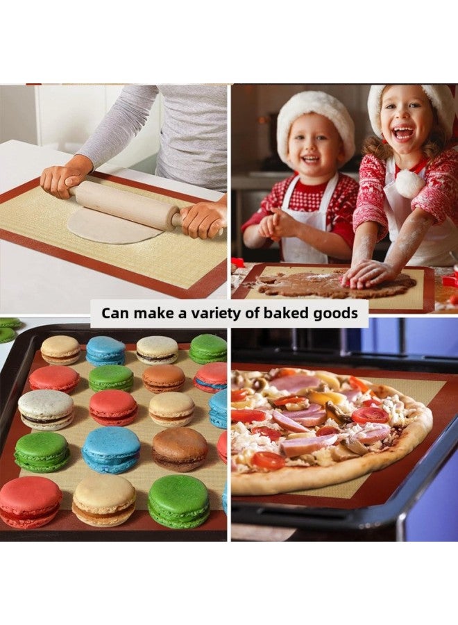 Thin 0.4mm Silicone Baking Suit Panel Baking Mat Thickened Copping Board Silicone Kneading Mat Biscuit Bag Silicone Baking Mat-Size:30*21cm-white And Red Straight  - Image 3