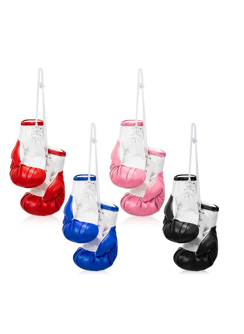 Mini Boxing Gloves Pendant, 4 Pairs of Decorative Punching Gloves for Car Mirror, Home Decor, Souvenirs, and Party Favors - Image 1