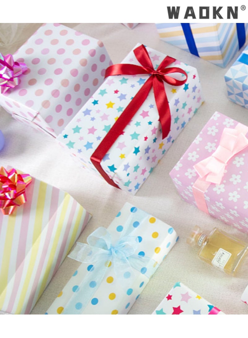 WAOKN 9 Sheets Gift Wrapping Paper ，macaron style wrapping paper,Holiday Gift Wrapping Paper,Birthday Gift Box Gift Wrapping DIY, Gift Wrapping Paper for Birthday, Holiday, Wedding, Party,Kids Gift Wrapping (70cmX50cm) - Image 3