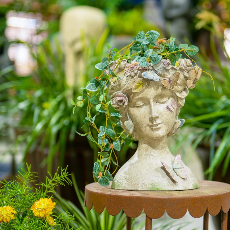 LC LCdecohome Face Flower Pot Head-Planters Succulent - 10 Inch Garden Resin Face Planter with Drainage Hole for Indoor and Outdoor Plant 7.75 * 6.75 * 10 Inch - Image 2