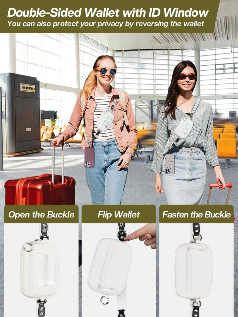 Tiostep Clip and Go Strap for Phone with Wallet Crossbody Phone Lanyard Adjustable and Detachable RFID Wristlet Wallet with ID Window and Zipper, Cream - Image 3