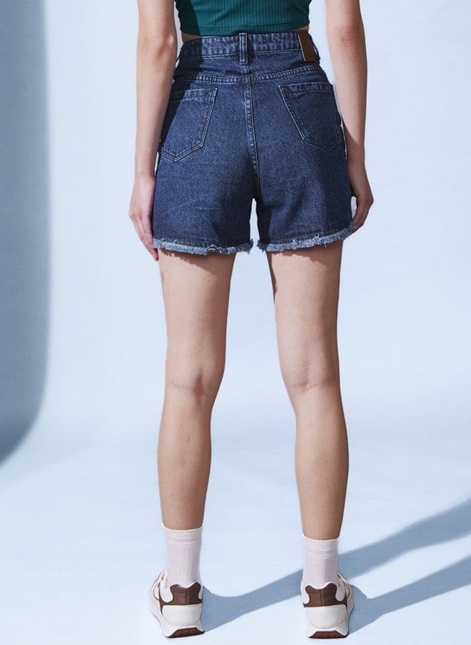 STREET 9 High-Rise Washed Denim Shorts for Women - Image 3