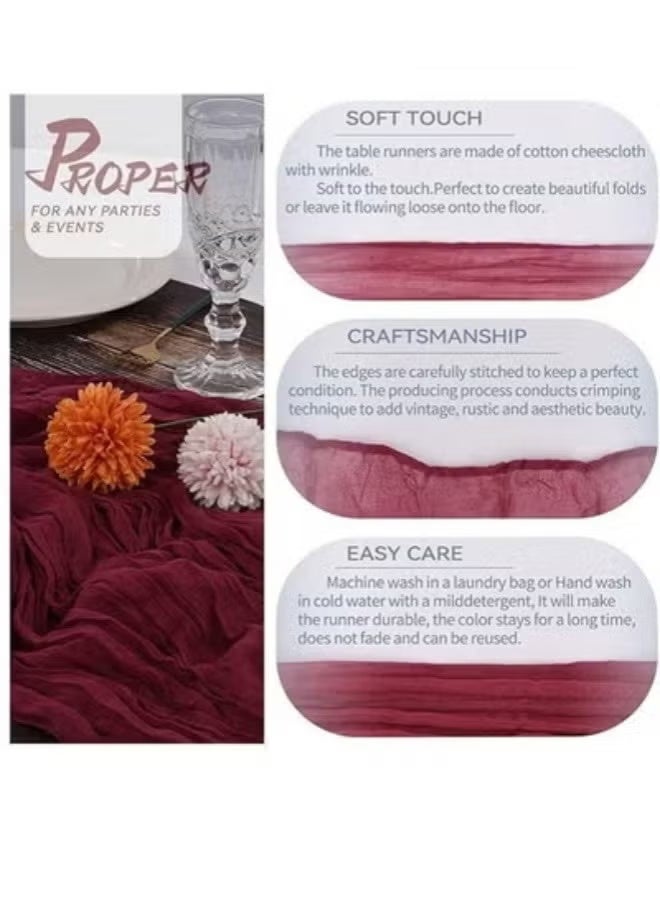 ELASAR Red Translucent Table Runner 90x400CM Chessian Tablecloth for Wedding Reception Bridal Shower Party Decoration Home and Outdoor Use - Image 5