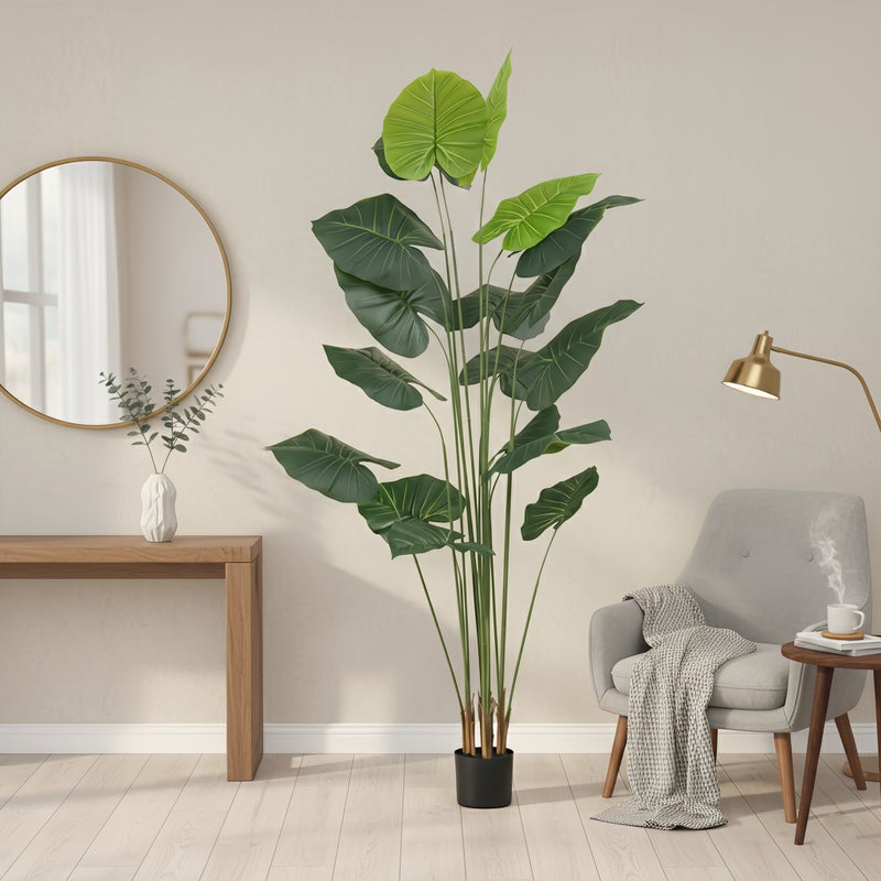 Sharpdo Artificial Green treer Weeping Guanyin, 210 cm Faux Tree Large Artificial Green Plants for Home Office Living Room Decoration Weddings Outdoor Photography Props Potted Artificial DIY Tree Peace Lily Fake Tree. - Image 3