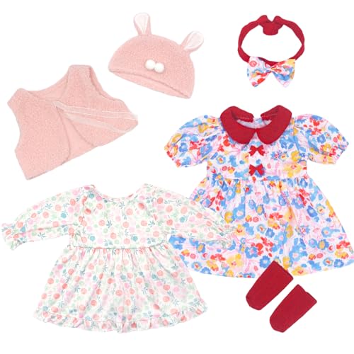 UNICORN ELEMENT 2 Set Reborn Doll Clothes for 2022 inch Girl Dolls 6PCS Baby Doll Clothes Accessories Outfits Include Dress Coat Headband Hat Socks - Image 1