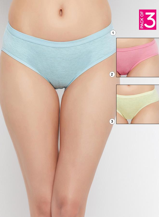 Clovia Pack of 3 - Melange Low Rise Cotton Bikini Briefs - Image 1