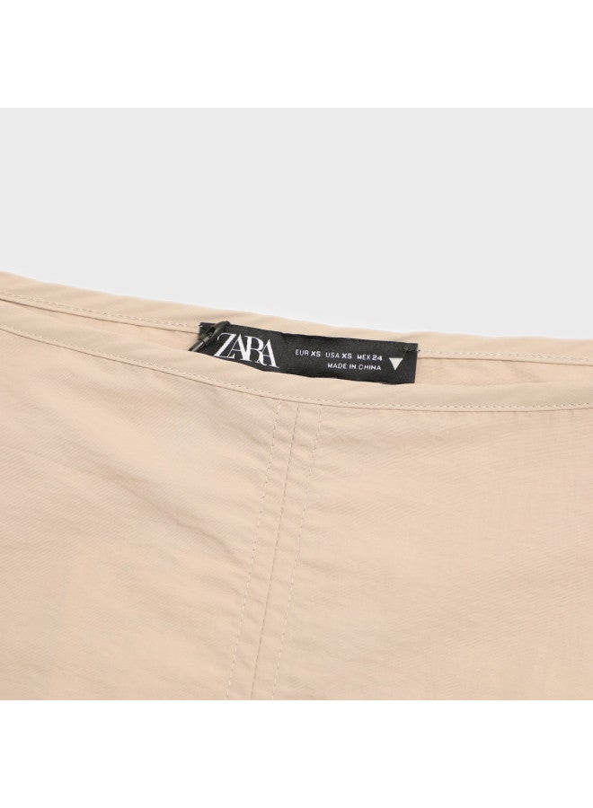 Zara Women's Solid Color Elastic Hem A-line Skirt - Image 4