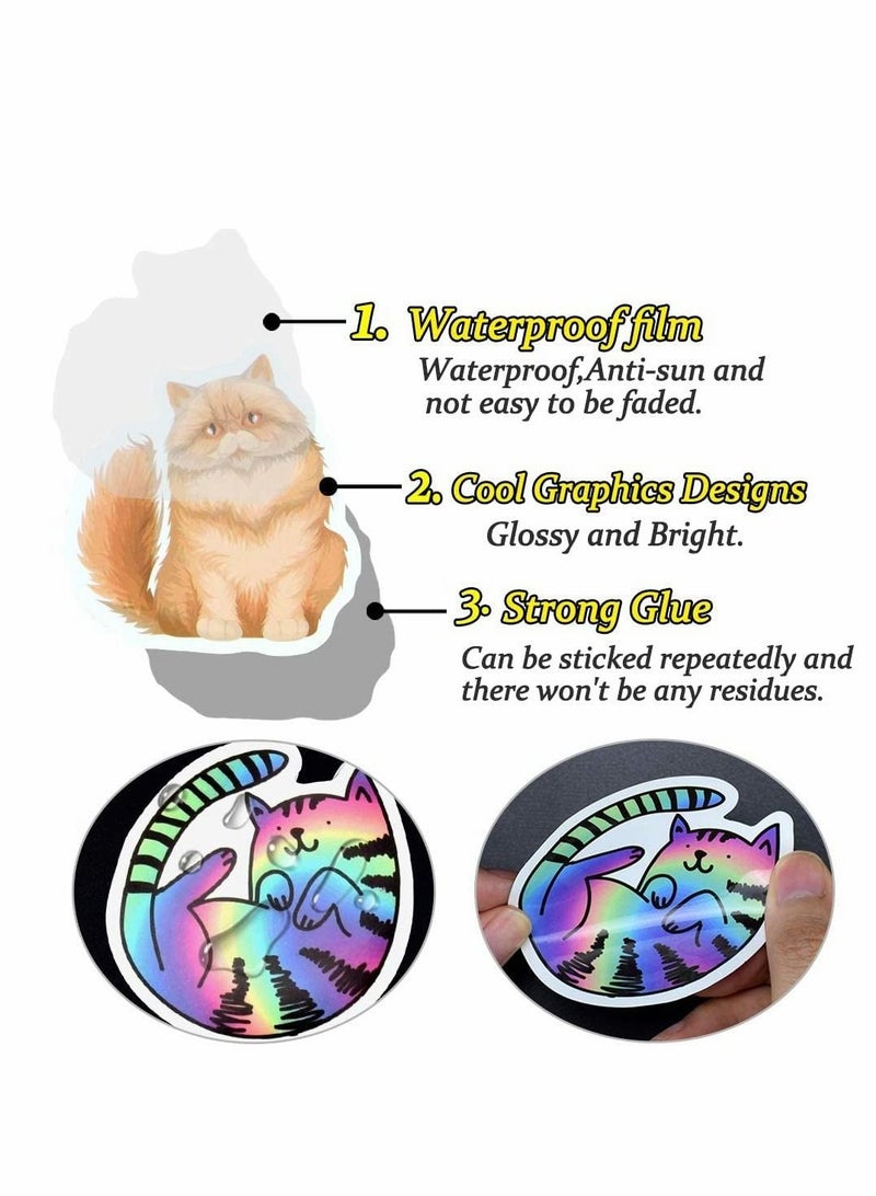 Excefore Waterproof Stickers, Laptop Stickers, 50 Pcs Fashion Laptop Decals, Cute Aesthetic Vinyl Stickers for Water Bottles, Skateboard Stickers, DIY Stickers for Luggage Phone Case, Logo for Books (Cat)  - Image 3