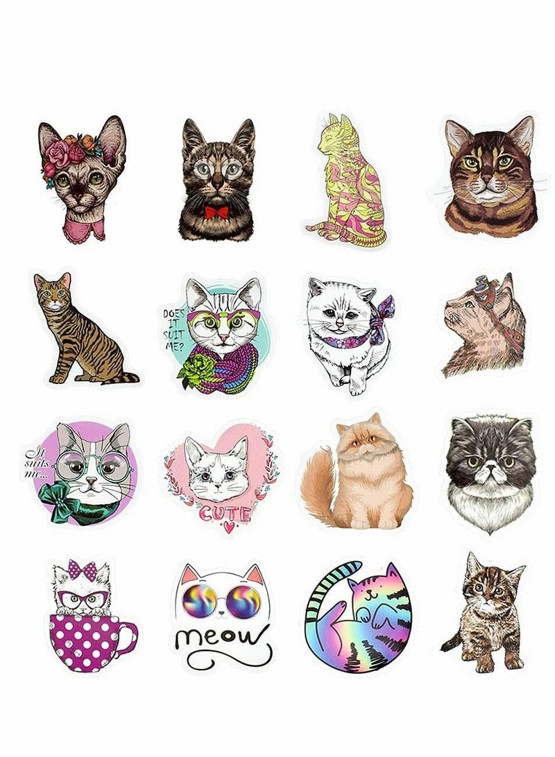 Excefore Waterproof Stickers, Laptop Stickers, 50 Pcs Fashion Laptop Decals, Cute Aesthetic Vinyl Stickers for Water Bottles, Skateboard Stickers, DIY Stickers for Luggage Phone Case, Logo for Books (Cat)  - Image 2