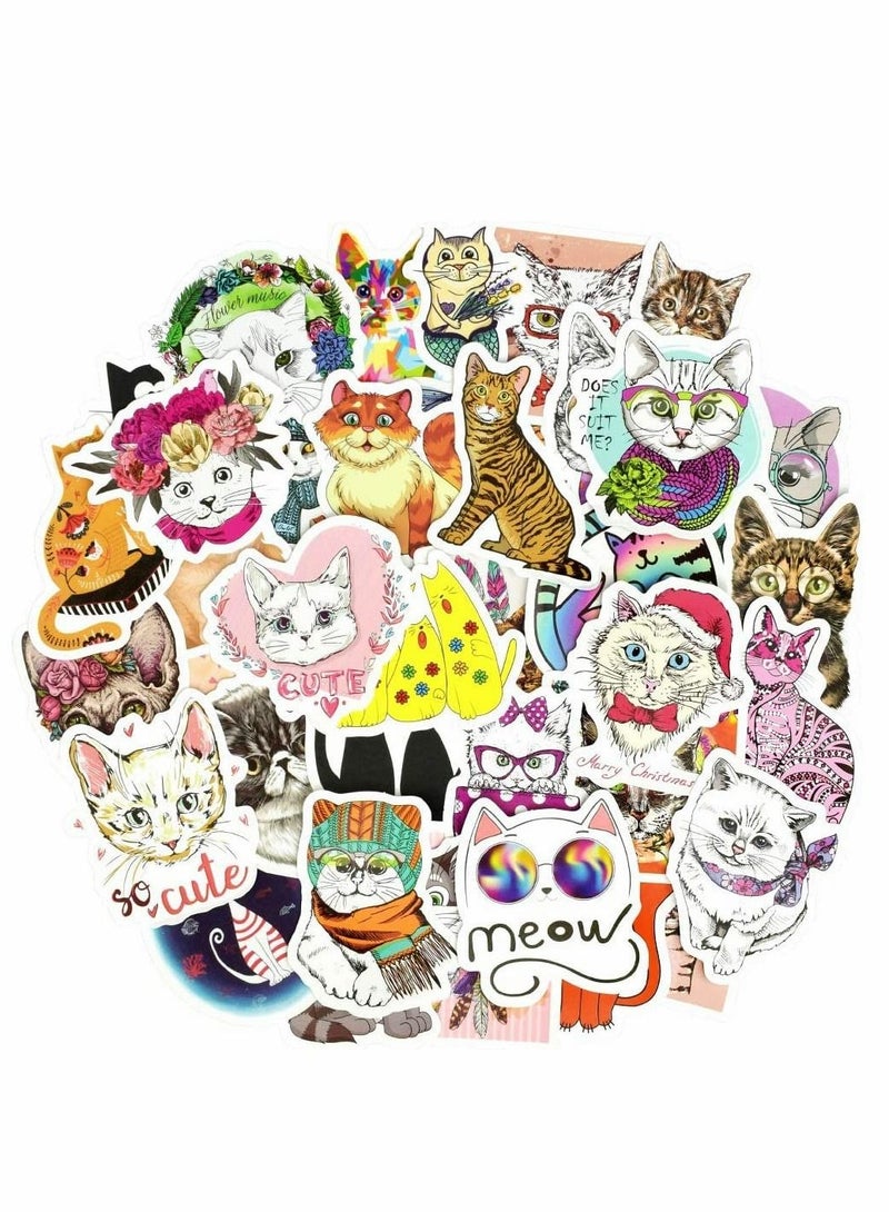 Excefore Waterproof Stickers, Laptop Stickers, 50 Pcs Fashion Laptop Decals, Cute Aesthetic Vinyl Stickers for Water Bottles, Skateboard Stickers, DIY Stickers for Luggage Phone Case, Logo for Books (Cat)  - Image 5