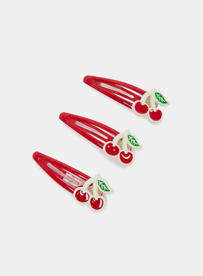 Styli Set of 3 - Kids Red Cherry Hair Clips - Image 1