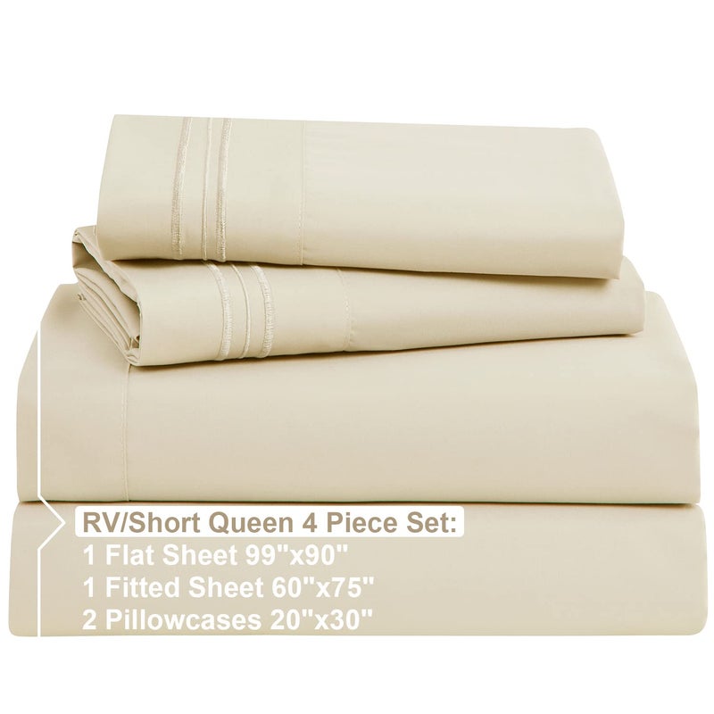 Nestl Nestl RV Short Queen Sheet Set - 4 Piece Bed Sheets for RV Short Queen Size Bed  Deep Pocket  Hotel Luxury  Extra Soft  Breathable and Cooling  Beige Cream RV Short Queen Size Sheets  - Image 2