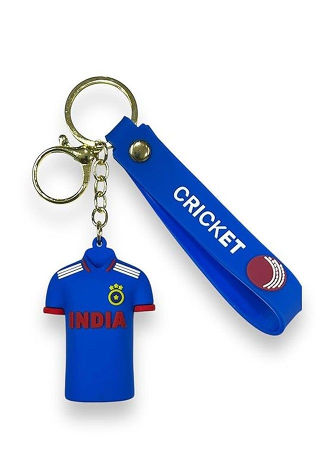 Unyks Star Silicone Key Ring Virat-18 Jersey Team India Cricket Keychain Blue with Strape Cricket Ball Design (Pack Of 1) - Image 3