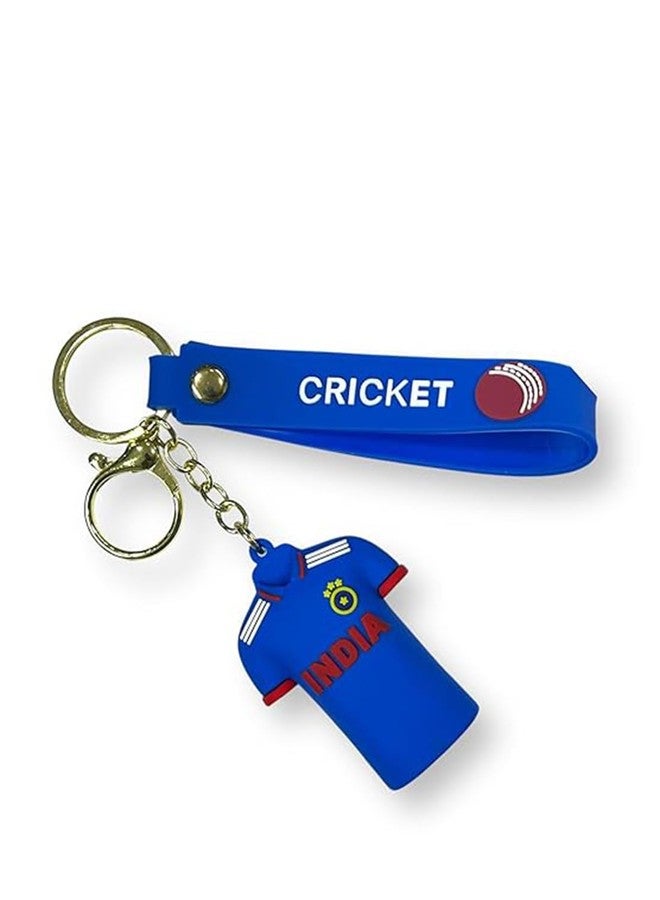 Unyks Star Silicone Key Ring Virat-18 Jersey Team India Cricket Keychain Blue with Strape Cricket Ball Design (Pack Of 1) - Image 2