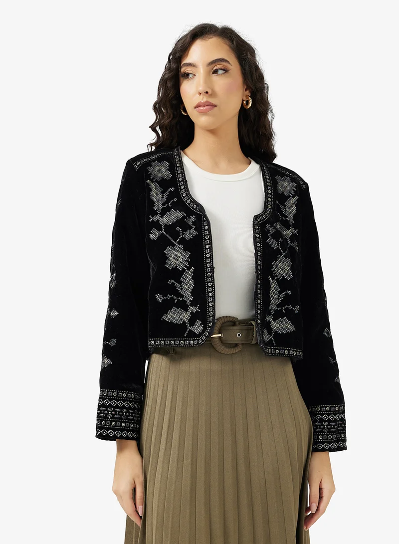جينجر Boho Embroidered Jacket