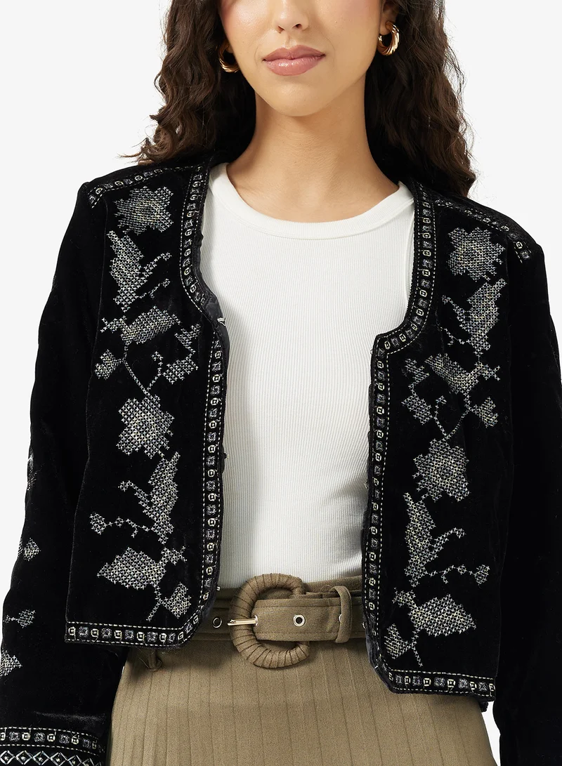 جينجر Boho Embroidered Jacket
