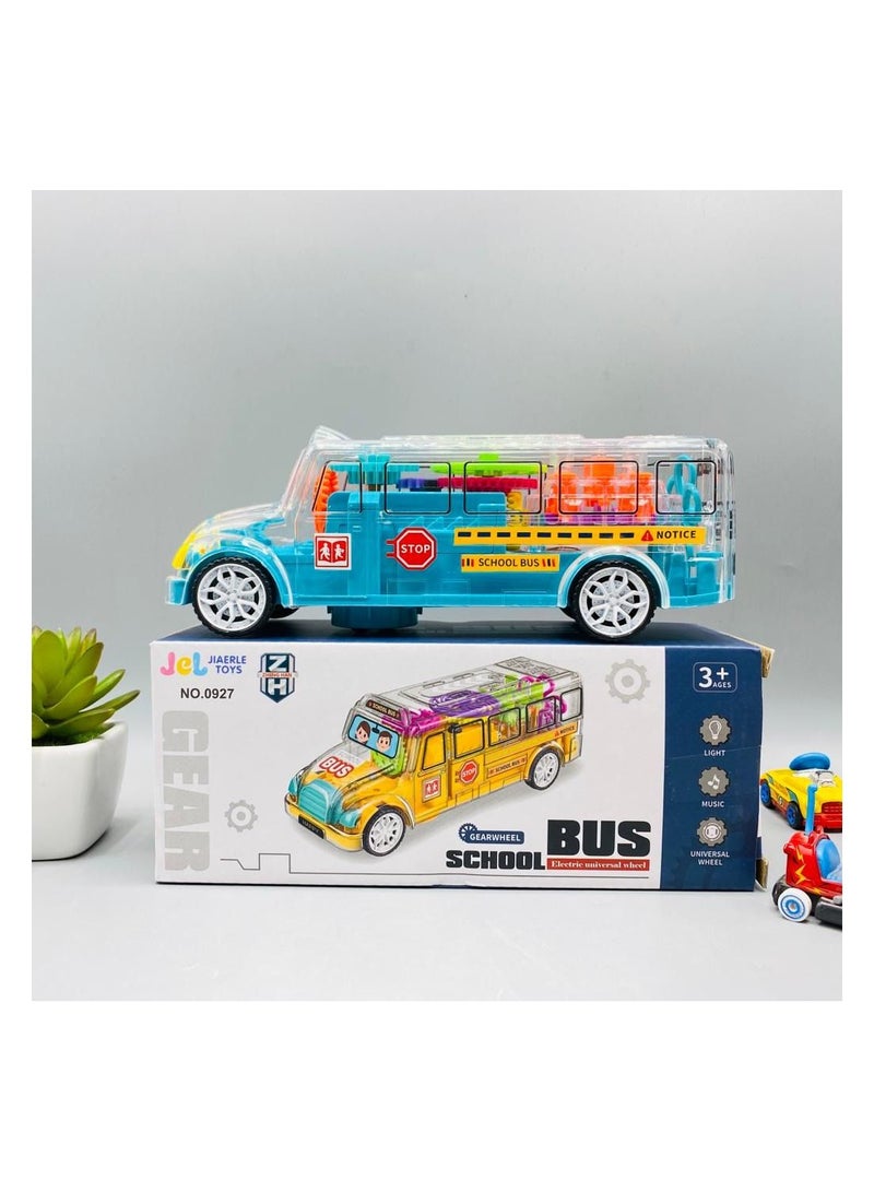 Transparent Gear Electric Universal Wheel School Bus Toy - Image 2