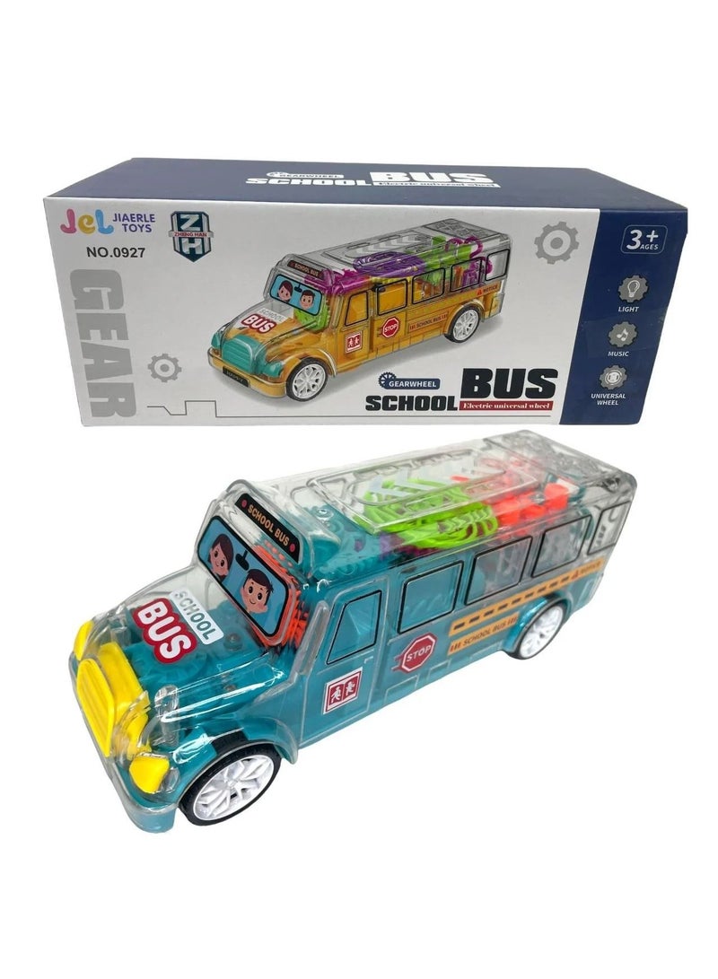Transparent Gear Electric Universal Wheel School Bus Toy - Image 1