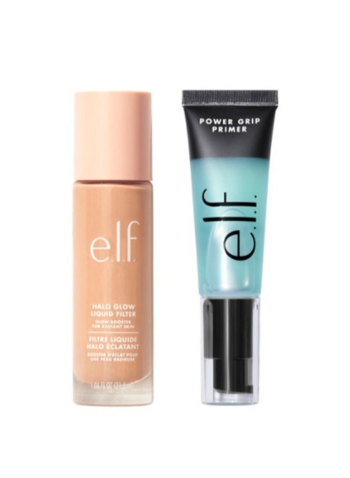 إلف فلتر سائل هالو جلو (2 فير/لايت) وبرايمر باور جريب لبشرة مشرقة وناعمة وتثبيت المكياج لفترة طويلة - Image 1