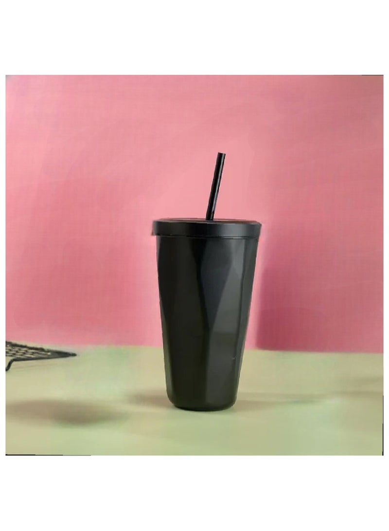 Stainless Steel Insulated Coffee Tumbler Cup with Lid and Straw Black  - Image 2