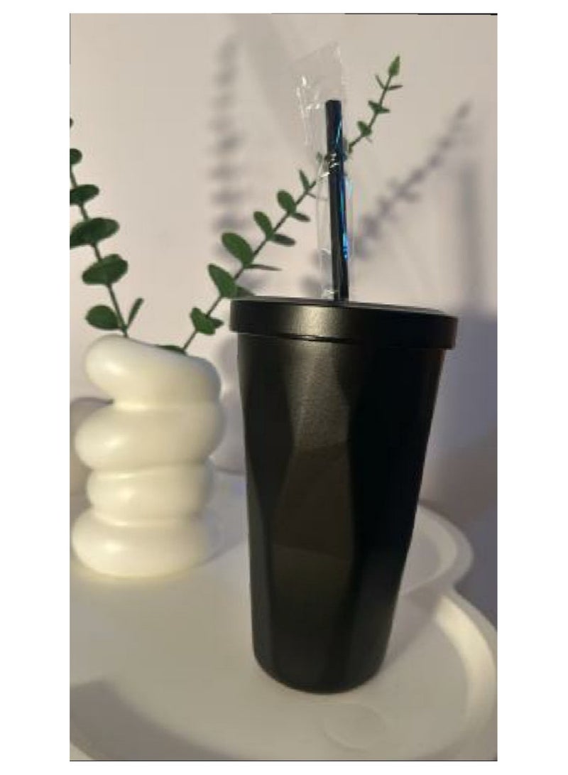 Stainless Steel Insulated Coffee Tumbler Cup with Lid and Straw Black  - Image 4