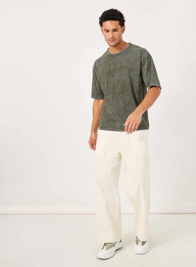 Styli Acid Washed Jersey T-Shirt with Applique Detail - Image 3