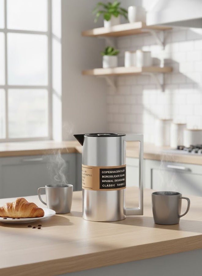 GAZELLA Stainless Steel Tea/Coffee Flask 0.6 Liter Silver/Black, Borosilicate Glass Inside - Image 2