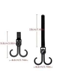 Generic Sunveno 360° Rotatable and Adjustable Velcro Strap Universal Multipurpose Stroller Hooks (2Pcs) - Black  - Image 2