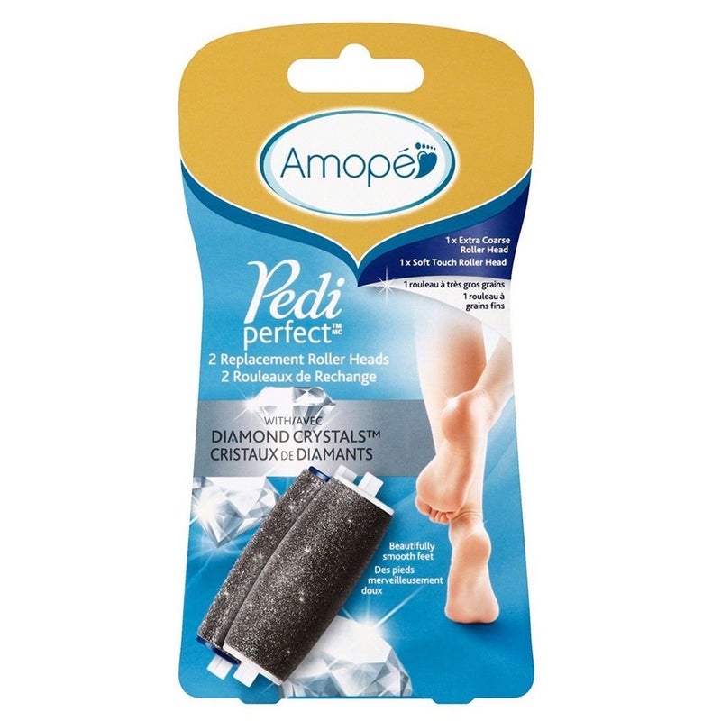 Amope Amop Pedi Perfect  Electronic Foot File Mixed Refills 2 ct Extra Coarse  Exfoliating Brush 