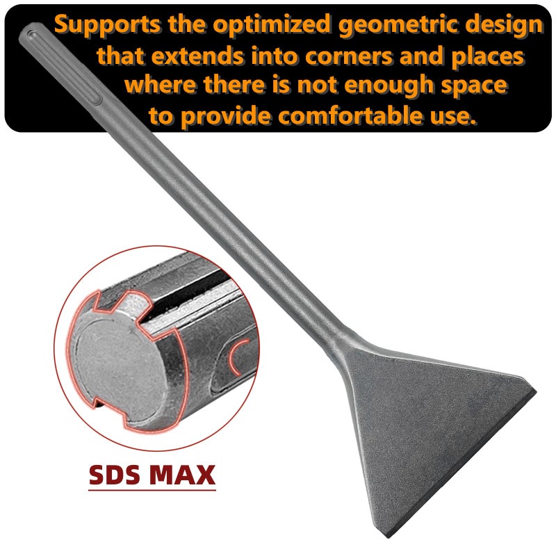 HIGOSPRO 6 Inch Wide Tile & Thinset Scaling Chisel SDS-Max Shank, 6" x 15" Scraper Removal Bit, Ideal for Rotary Hammer Drills Compatible with SDS-Max - Image 5