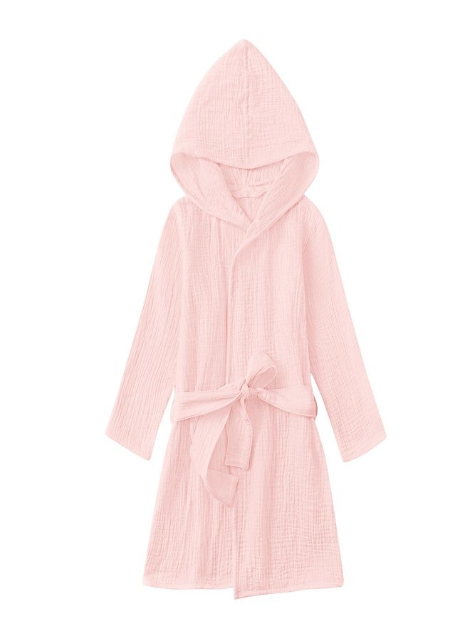 TADO MUSLIN Toddler Bathrobe, Lightweight Cover-Up for Kids Soft and Breathable Organic Cotton Robe for Baby, Boys& Girls Hooded Towel, 2-4T, Pink Robes - Image 1