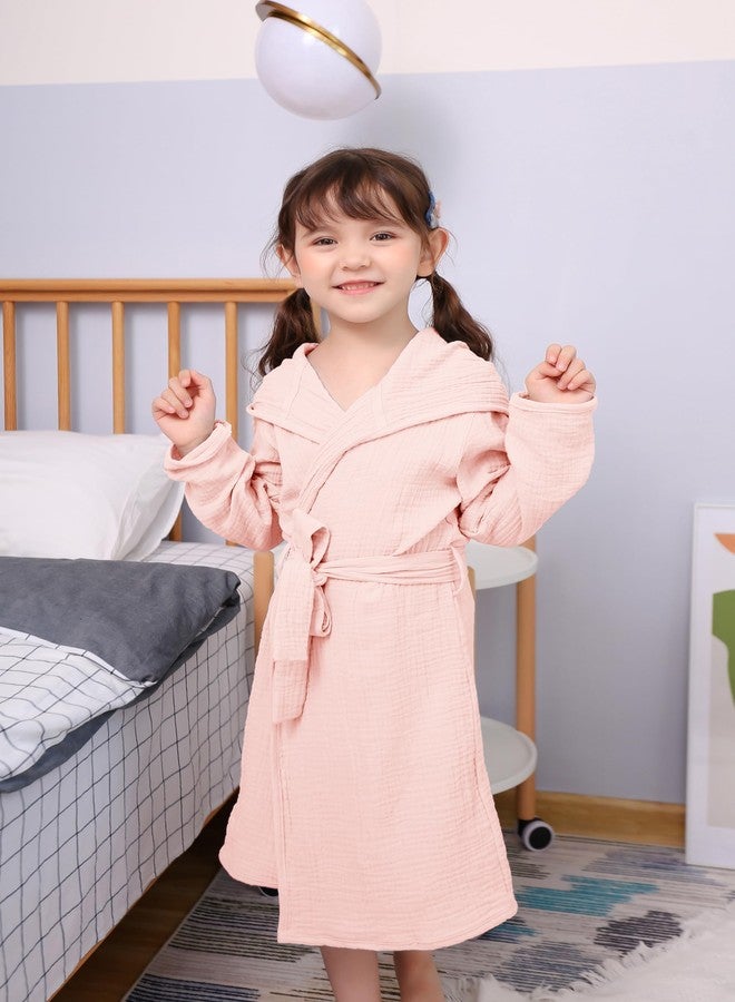 TADO MUSLIN Toddler Bathrobe, Lightweight Cover-Up for Kids Soft and Breathable Organic Cotton Robe for Baby, Boys& Girls Hooded Towel, 2-4T, Pink Robes - Image 3