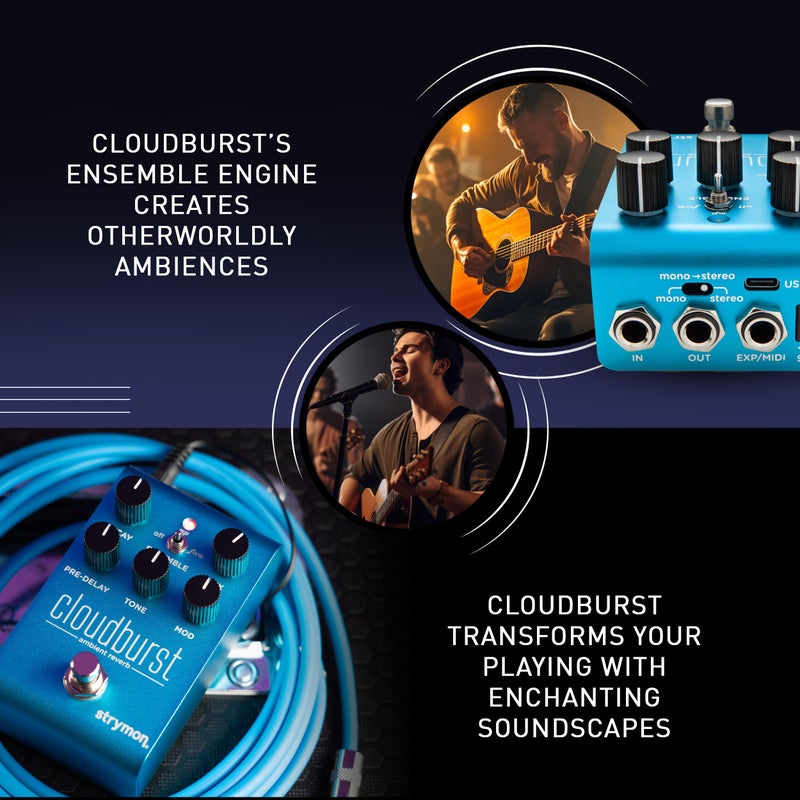 Strymon Cloudburst Ambient Reverb Guitar Pedal with Ensemble Engine, for Electric and Acoustic Guitar, Synths, Vocals and Keyboards - Image 4